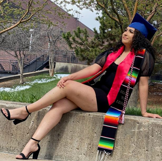 Mayra Valdez in cap and stoles