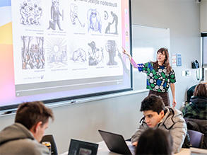 Kelly Monico, professor of Art at MSU Denver, teaches students in her 4D foundations class how to use the generative-AI platform DALL-E.